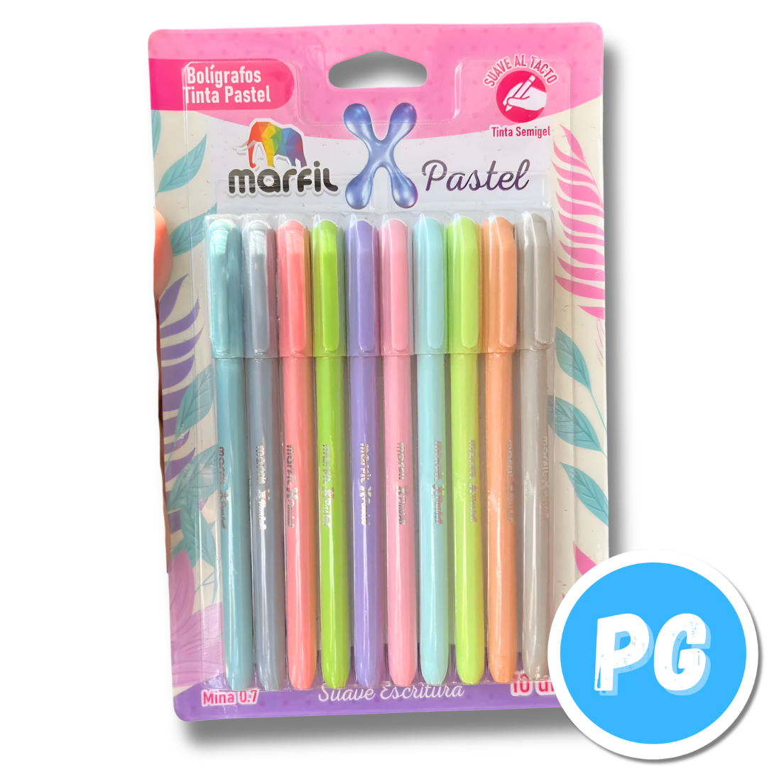 Carton Esfero Marfil 0.7mm Semigel x10 Unds Tapa Tonos Pastel