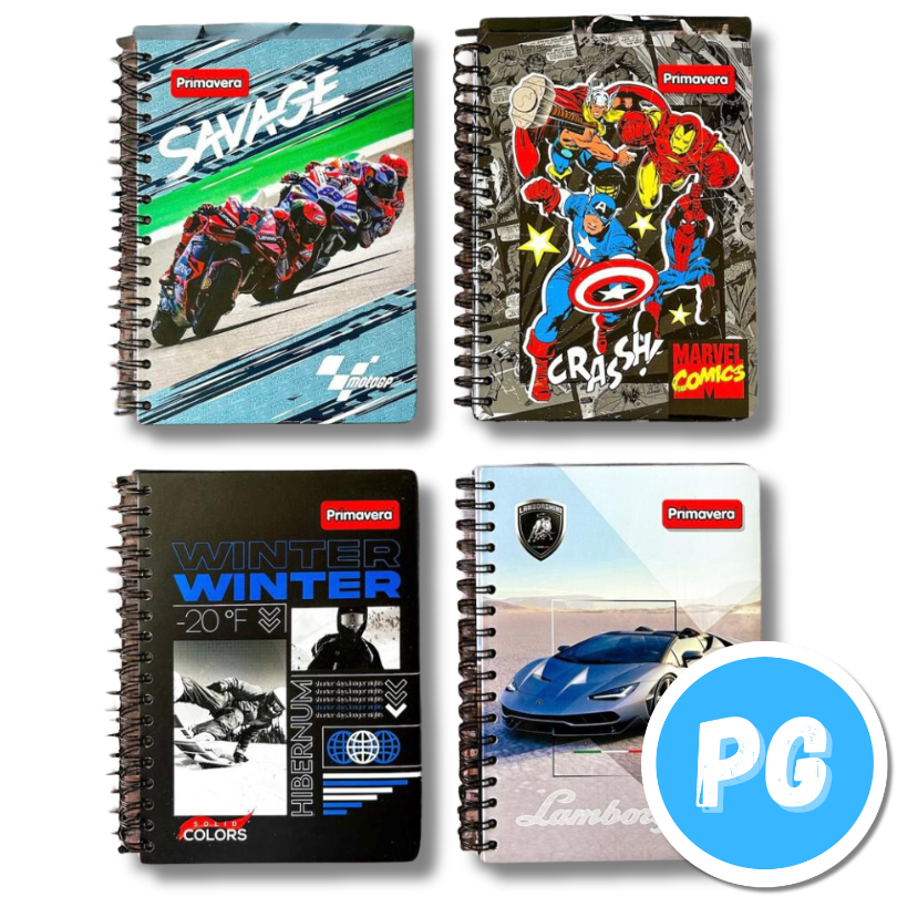 Cuaderno Argollado 85 Primavera para Hombre 80 Hojas Cuadros Pasta Dura Pequeño - Se Envia Un Motivo Aleatorio