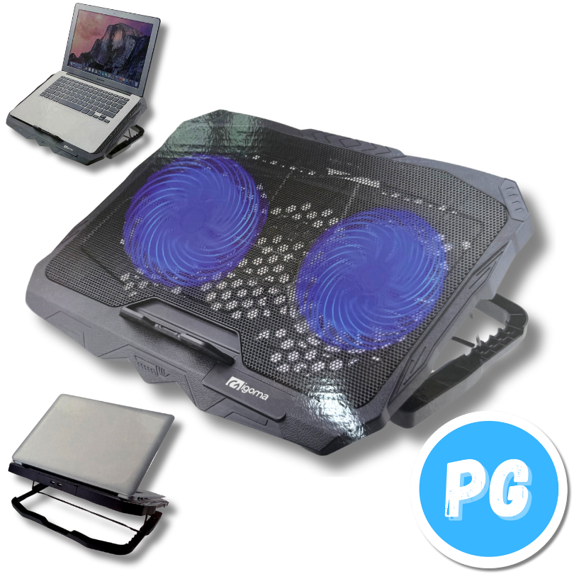 Base Refrigerante Igoma Para Portatil 2 Ventiladores De Hasta 15.6" 6 Posiciones Cable USB-A