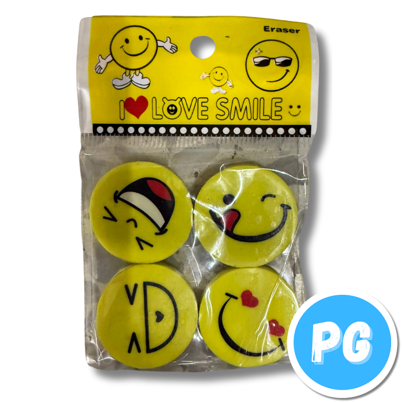 Paquete Borrador Caritas Felices X4 Unds