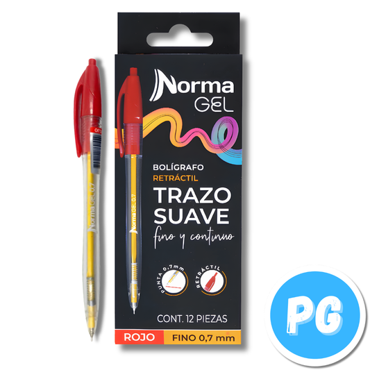 Esfero Norma 0.7mm Gel Unidad Retractil Rojo