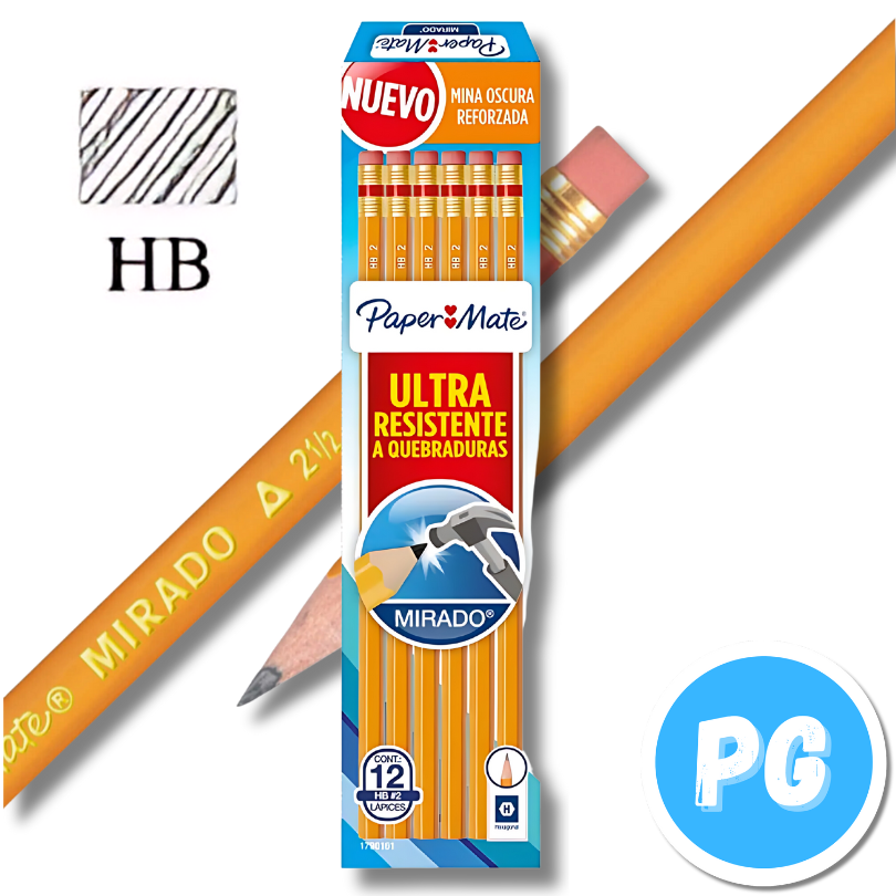 Caja Lapiz Mirado Paper Mate HB #2 X12 Unds Negro