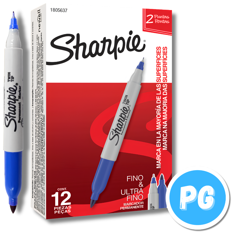 Marcador Sharpie Doblepunta (Punta Fina y Micropunta/Ultra Fina) Unidad Azul Rey