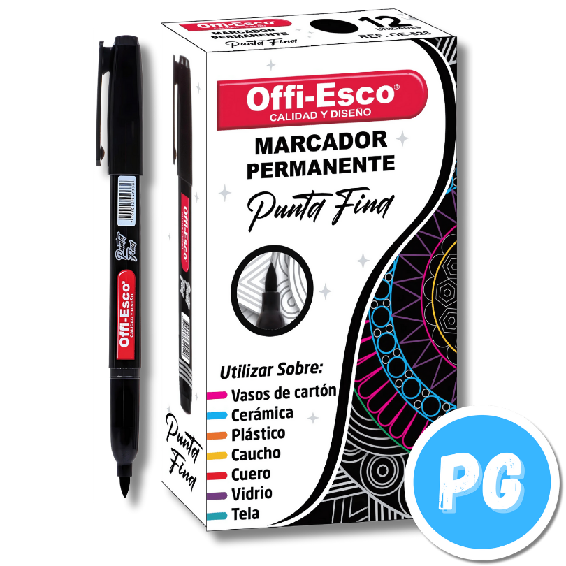 Marcador Offi Esco Punta Fina Unidad Negro