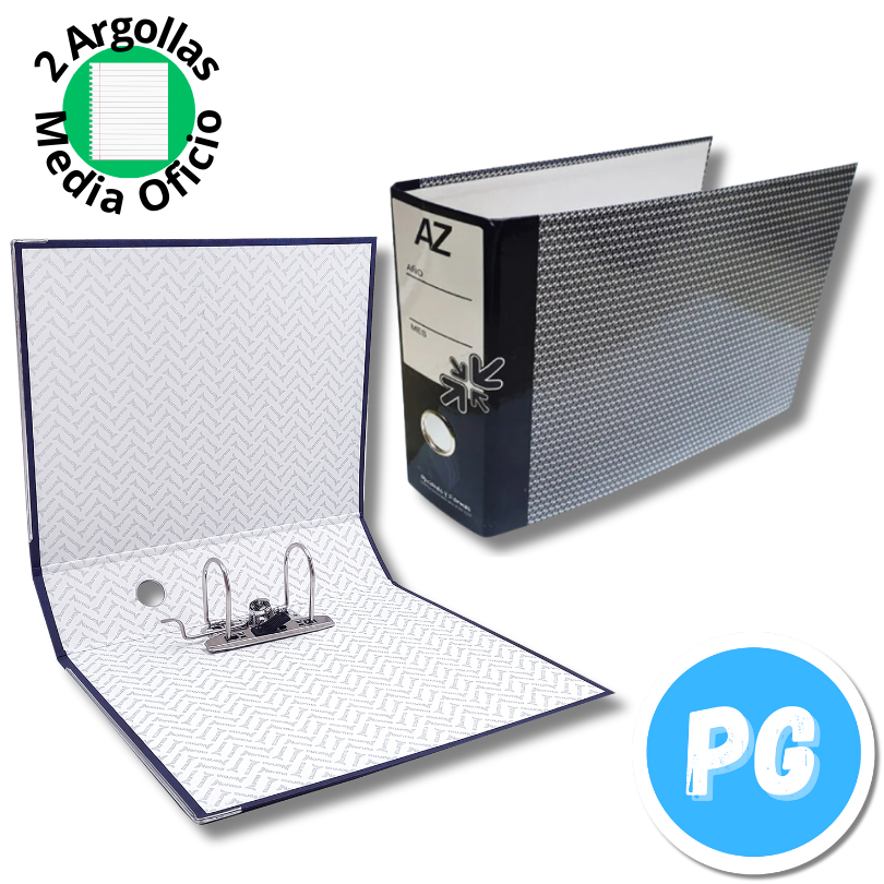 Carpeta AZ Media Carta Plastificada Opciones y Formas 2 Argollas