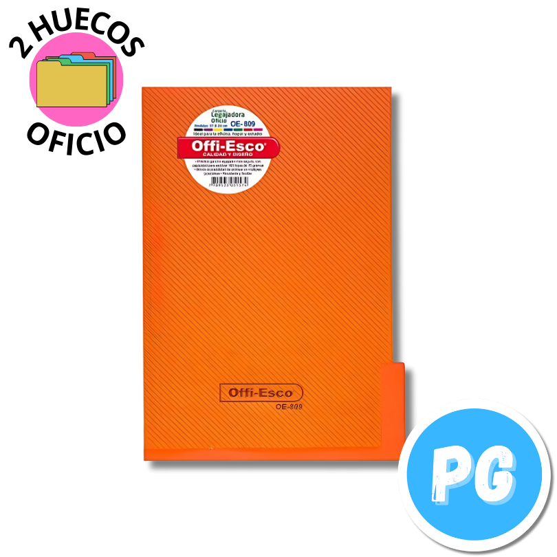 Carpeta Plastica Oficio Legajadora Naranja