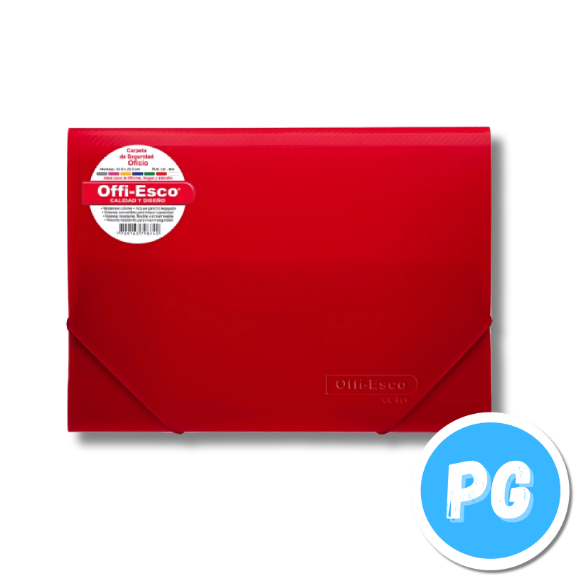Carpeta Plastica Seguridad Oficio Con Gancho Legajador Offiesco 804 Roja