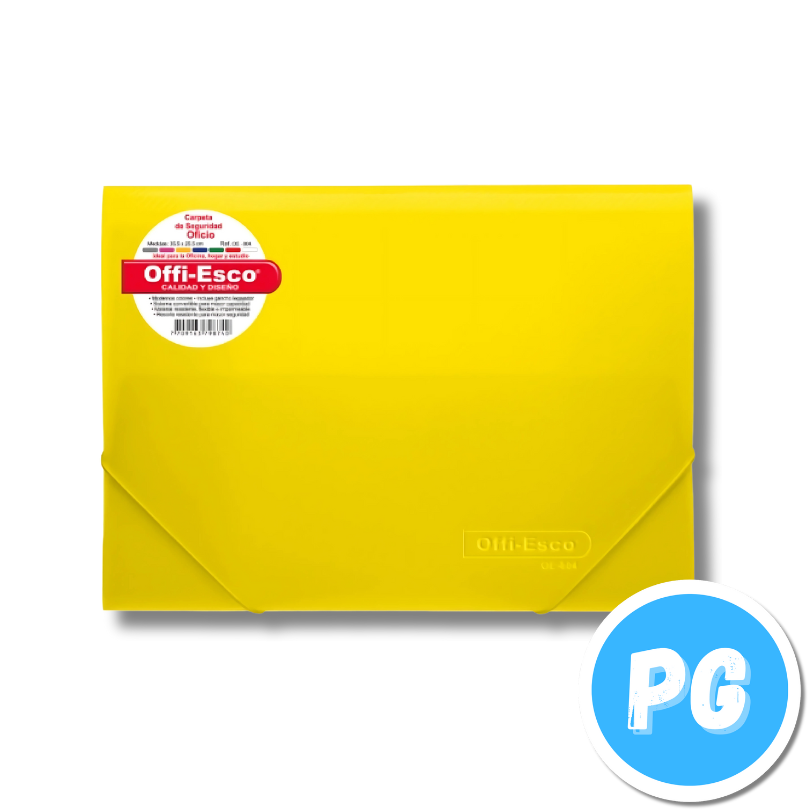 Carpeta Plastica Seguridad Oficio Con Gancho Legajador Offiesco 804 Amarillo