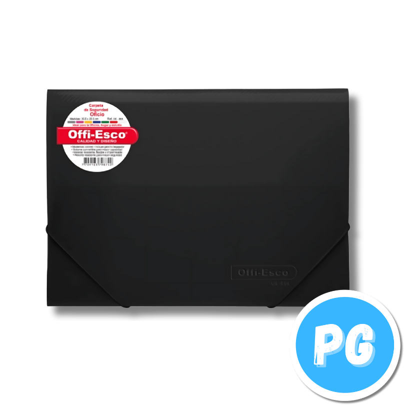 Carpeta Plastica Seguridad Oficio Con Gancho Legajador Offiesco 804 Negra