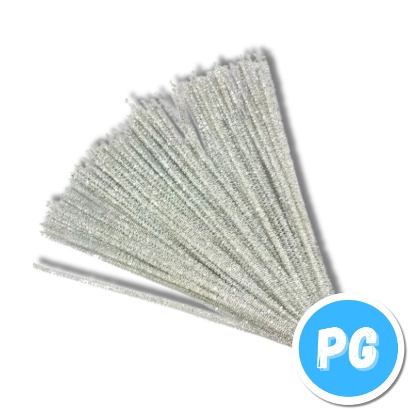 Paquete Chelines Limpia Pipas Metalizados X10 Unds Plateado