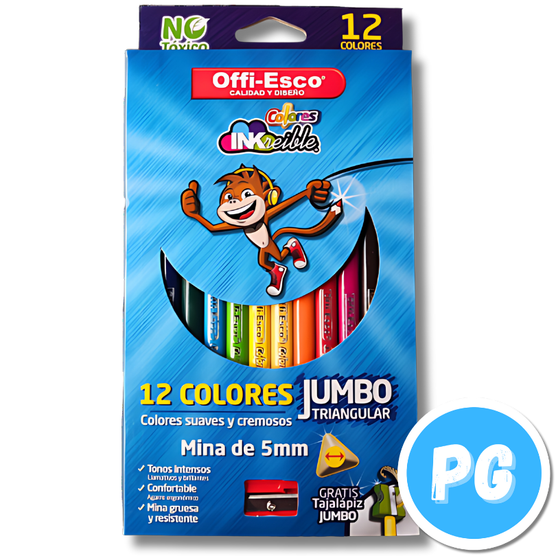 Caja Lápices de Colores Offi-Esco 5mm x12 Unds Jumbo Unipunta