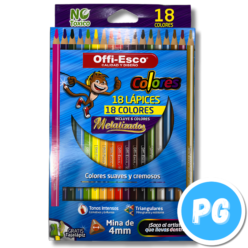Caja De Colores Offiesco 4mm X18 Unds Unipunta