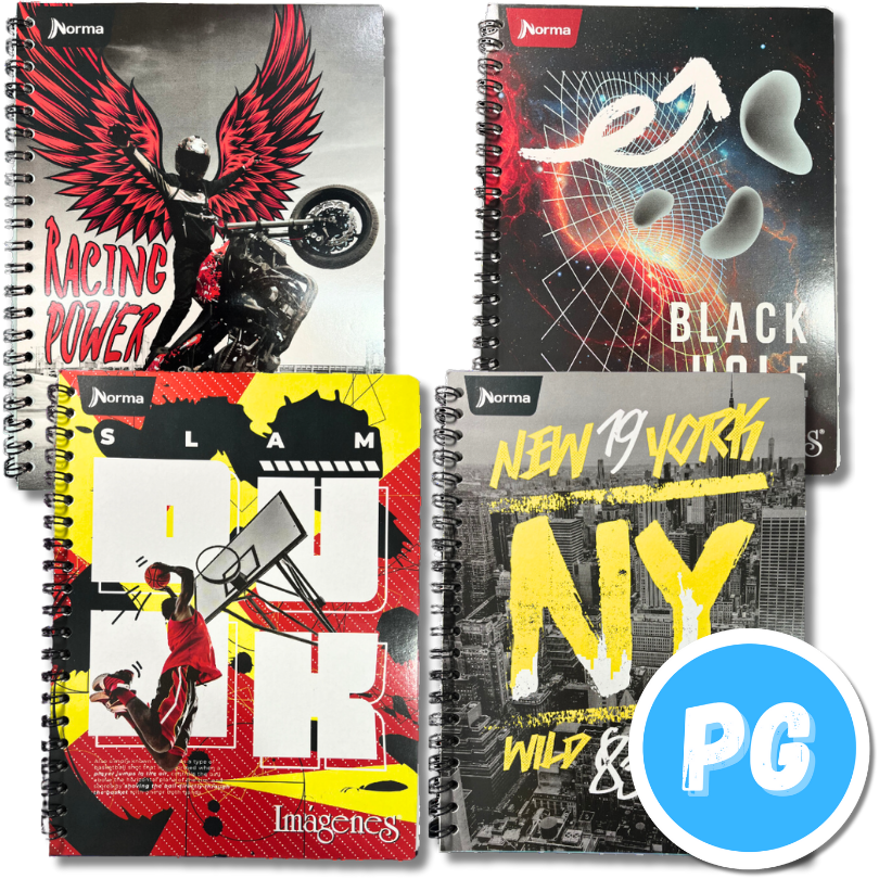 Cuaderno Argollado 85 Norma Imagenes 80 Hojas Cuadros Hombre Pasta Blanda Pequeño