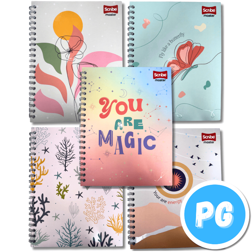Cuaderno Argollado 105 Scribe Master Pasta Dura Mujer 80 Hojas Rayas Pasta Dura Grande - Se Envia Un Motivo Aleatorio