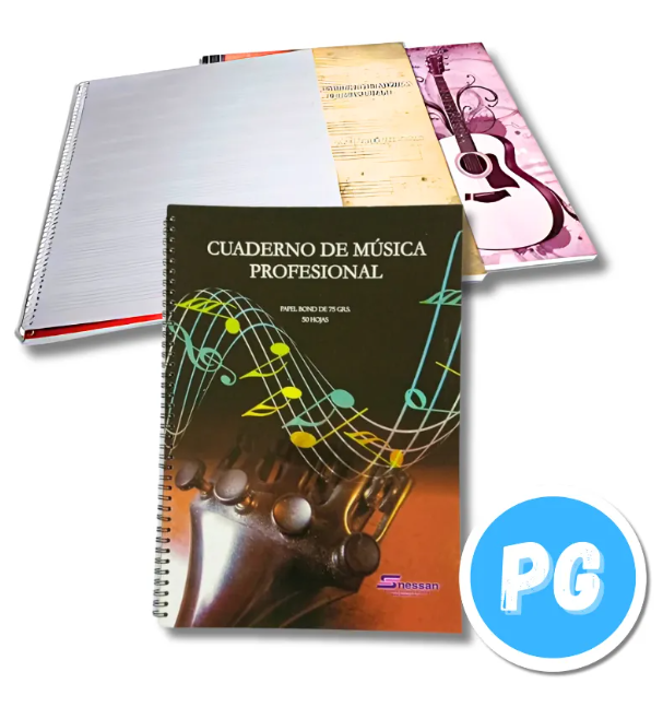 Cuaderno Musical Pentagramado Profesional Grande Argollado Tamaño Oficio