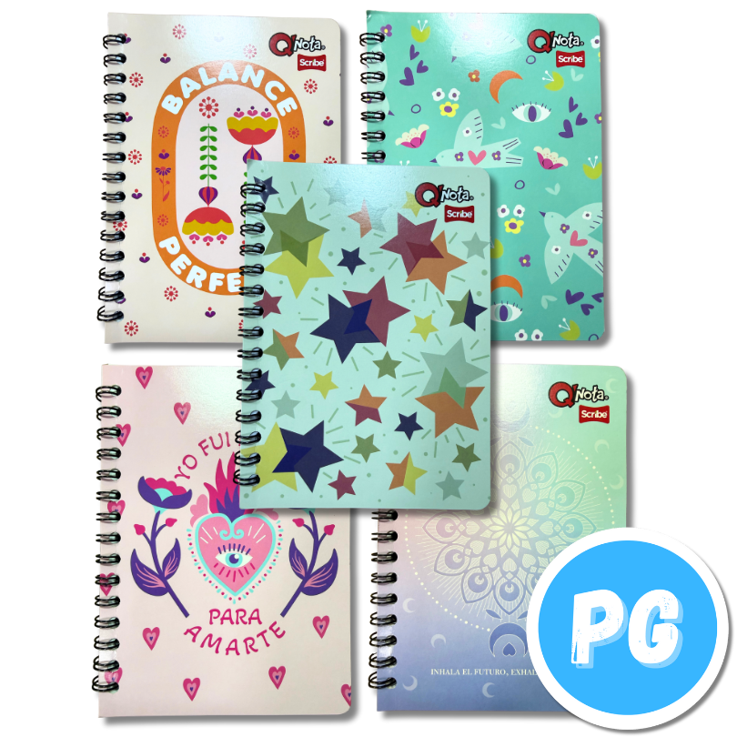Cuaderno Argollado 105 Scribe Qnota Para Mujer De 80 Hojas Pasta Blanda Grande - Se Envia Un Motivo Aleatorio