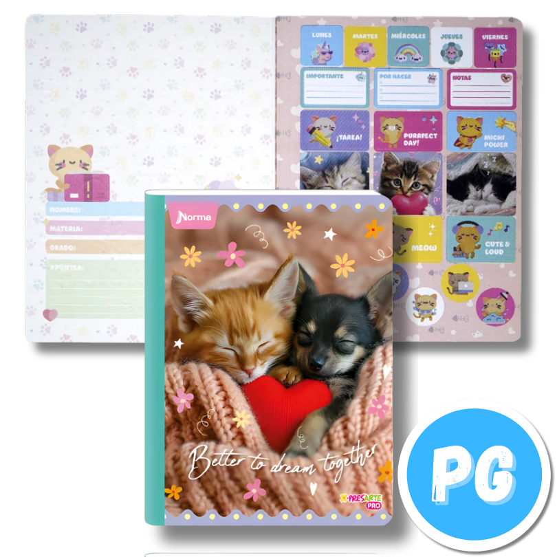 Cuaderno Cosido 100 Hojas Norma Cats (Gatos) Cuadros