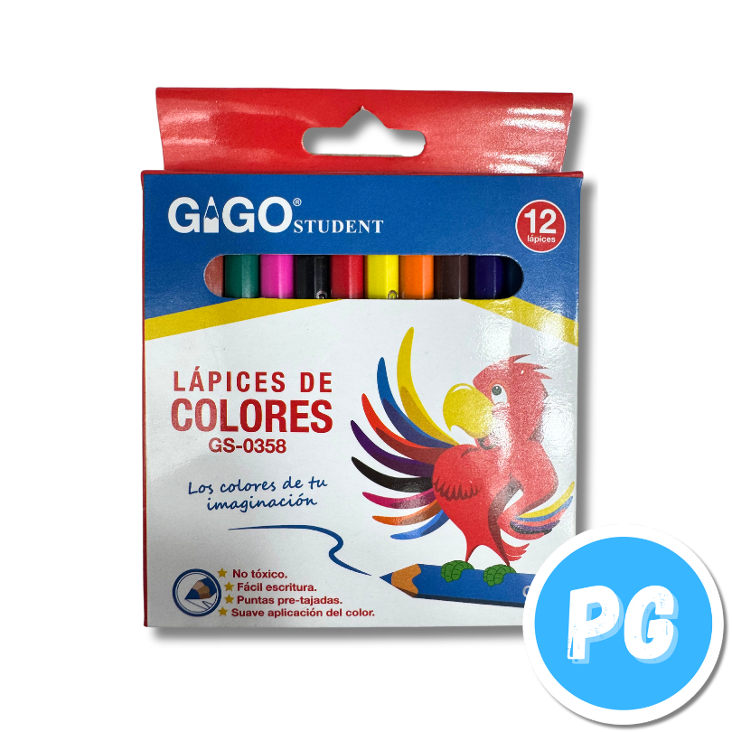 Caja De Color Gigo Student X12 Unds Corto Unipunta