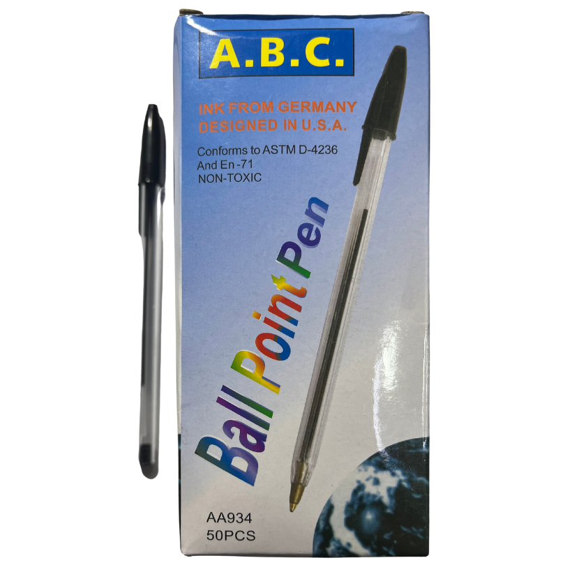 Caja Esfero ABC Cristal 1.0mm x50 Unds Tapa Negro