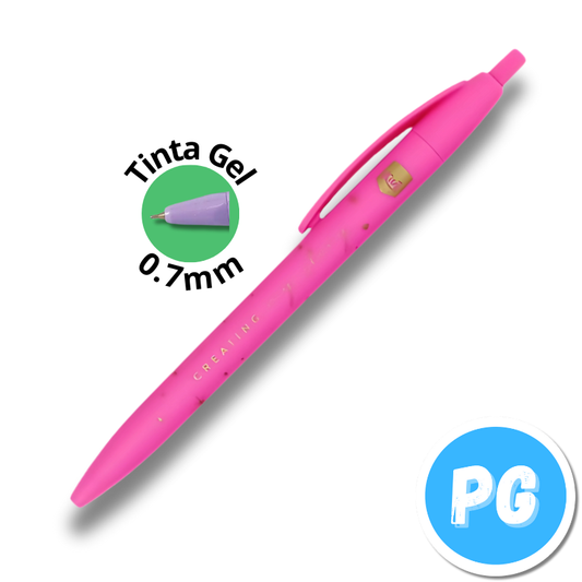 Caja Esfero Kiut 0.7mm Gel x10 Unds Retractil Fucsia