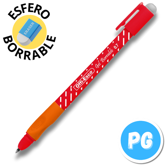 Caja Esfero Offi Esco 0.7mm Borrable 025 x12 Unds Tapa Rojo