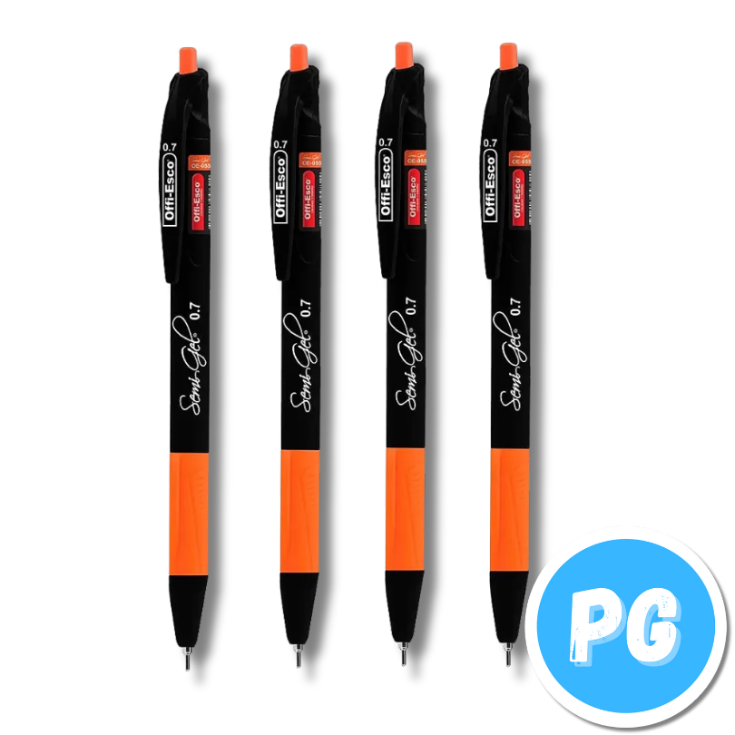 Caja Esfero Offiesco 0.7Mm Semigel X12 Unds Retractil Negro Agarre Ergonomico Oe 55F