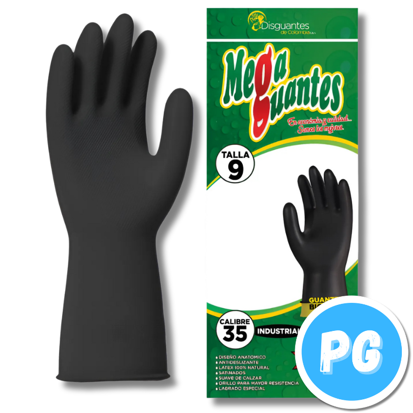 Guante Aseo Mega Calibre 35 Talla 9 Negro