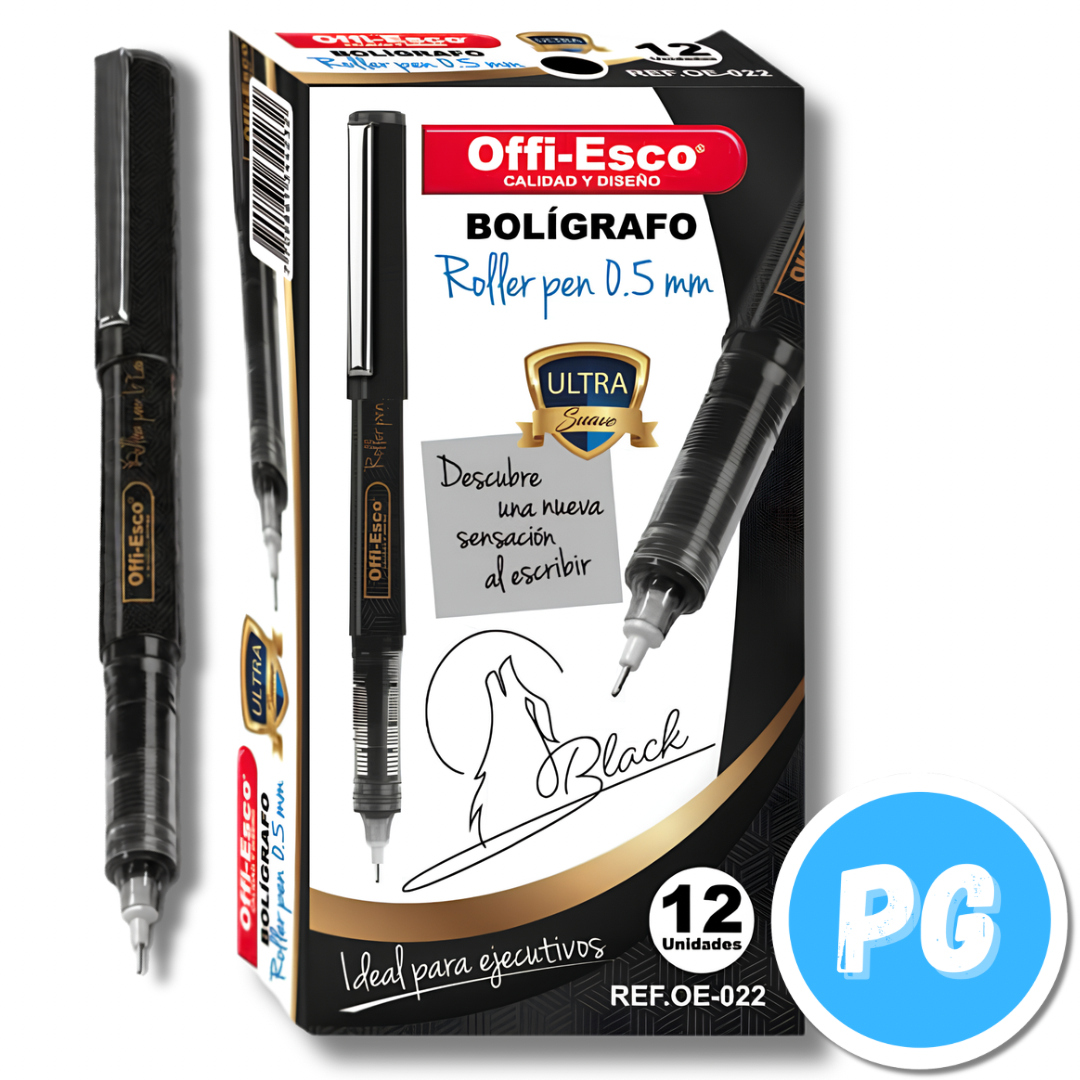 Esfero Offiesco 0.5mm Gel OE-022 Unidad Tapa Negro