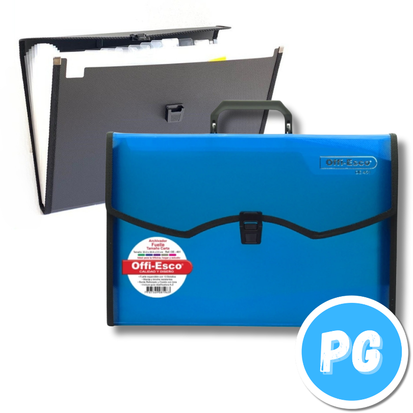 Maletin Plastico Offiesco 13 Bolsillos Carta Azul