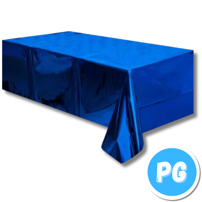 Mantel Plastico Metalizado Azul 137x183 Centimetros