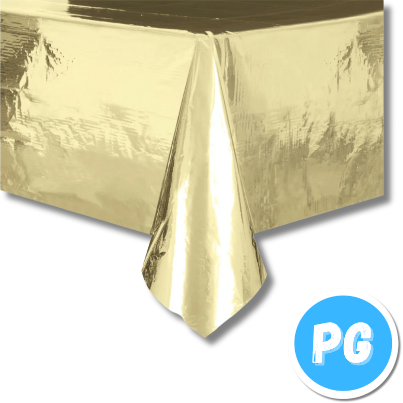 Mantel Plastico Metalizado Dorado 137x183 Centimetros