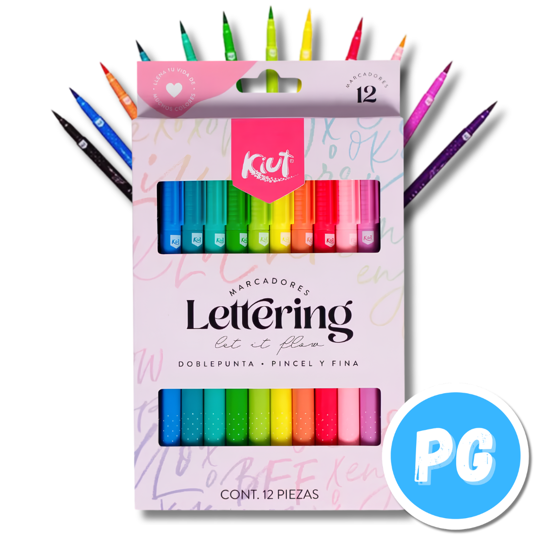 Paquete Marcador Kiut Lettering x12 Unds Doblepunta