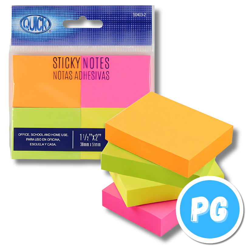 Paquete Mini Post It X100 Hojas Cuadrado 4 Colores