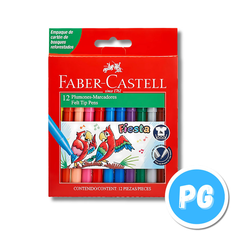 Paquete Plumones Faber Castell x12 Unds Lavables