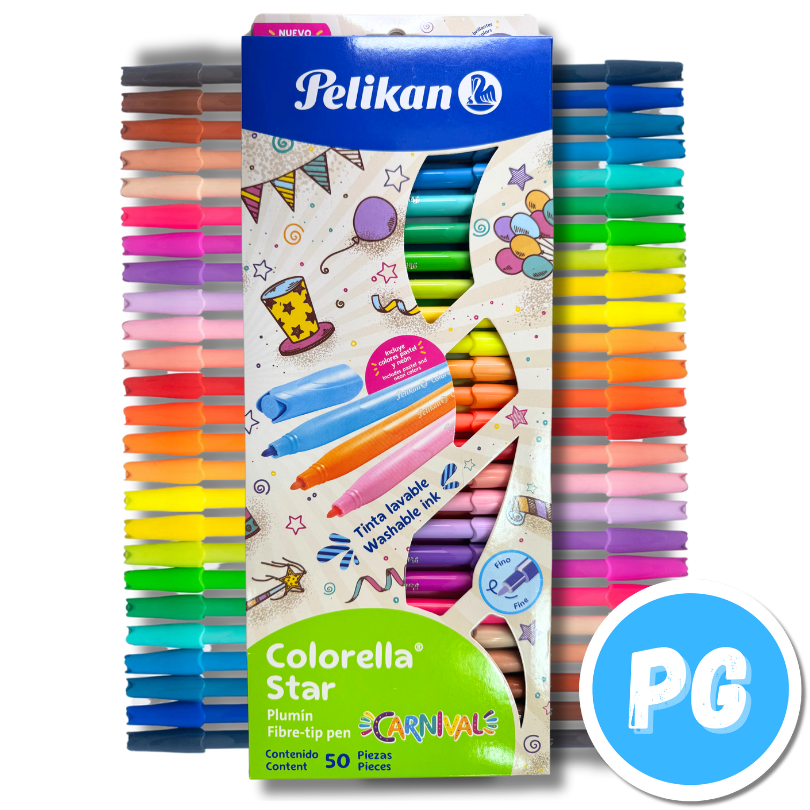 Caja Plumon Pelikan Colorella Star X50 Unds Lavables
