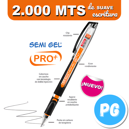 Esfero Offi-esco 0.7mm Semigel Tapa Negro Ergonomico Dura Mas 078f