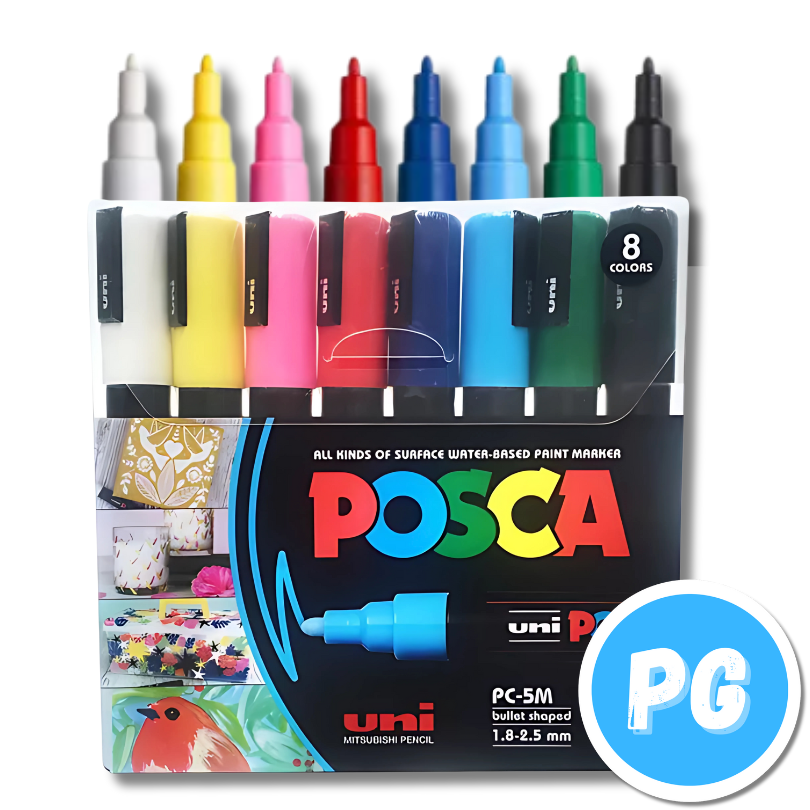 Paquete Marcador Posca X8 Unds Surtido 2.5mm Tonos Primarios
