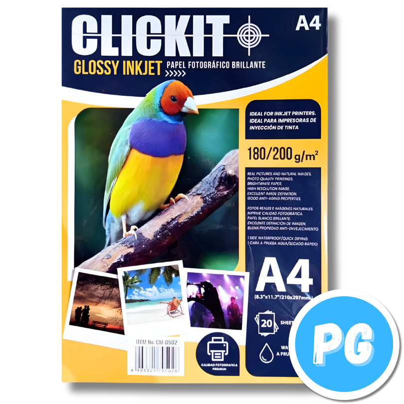 Paquete Papel Fotografico 180 Gramos X20 Hojas Carta A4