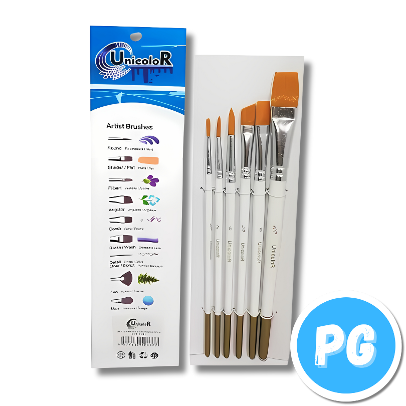 Paquete Pincel Unicolor Sintetico X6 Unds Surtido Ref 1445