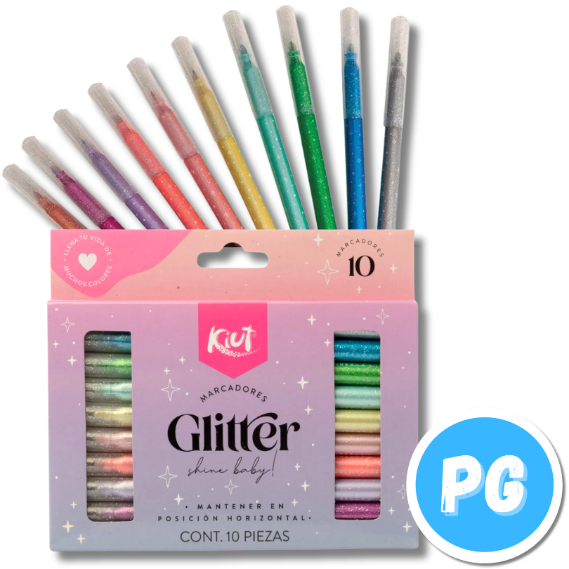 Paquete Marcador Kiut Escarchado X10 Unds Surtido Glitter