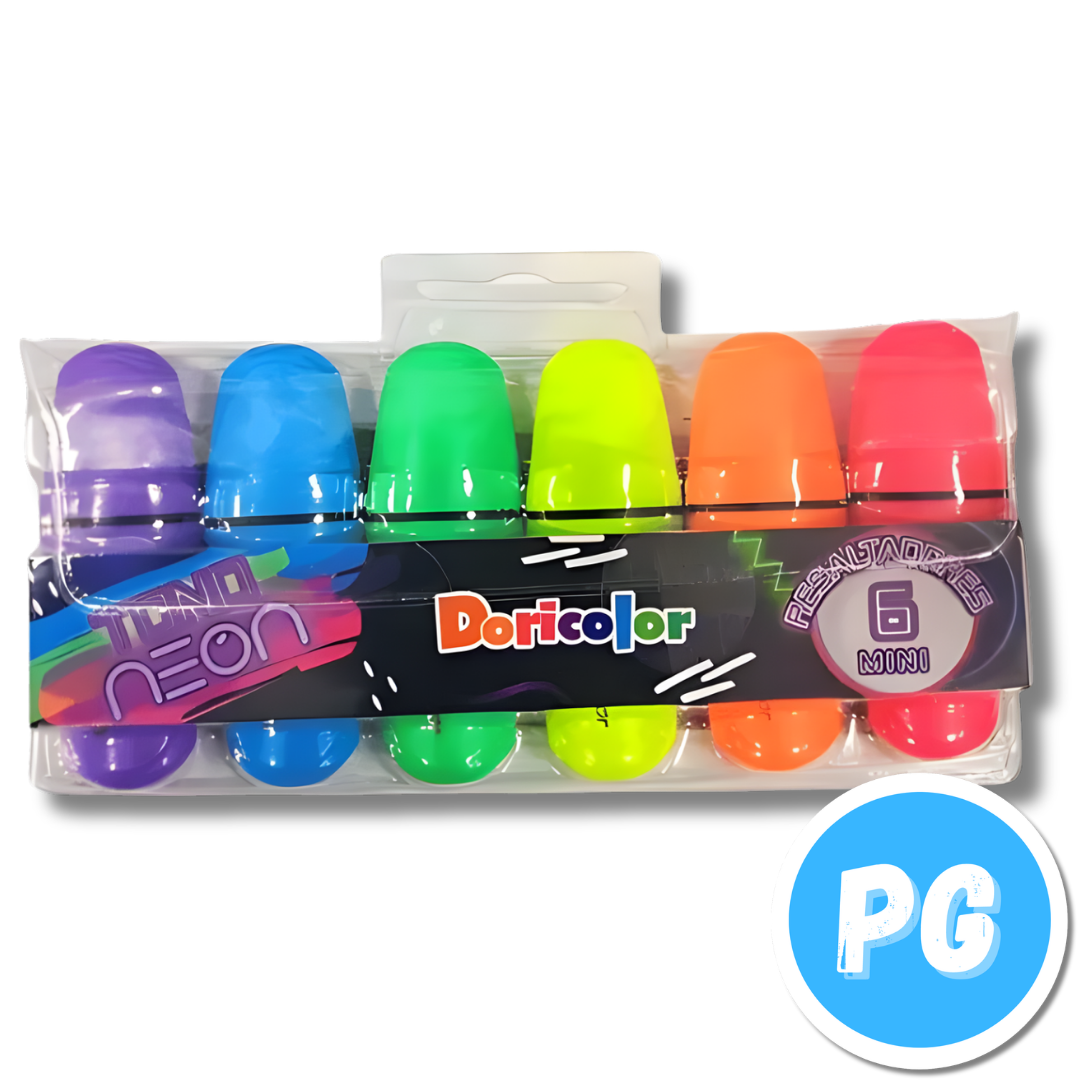 Paquete Resaltador Doricolor X6 Unds Tonos Neon