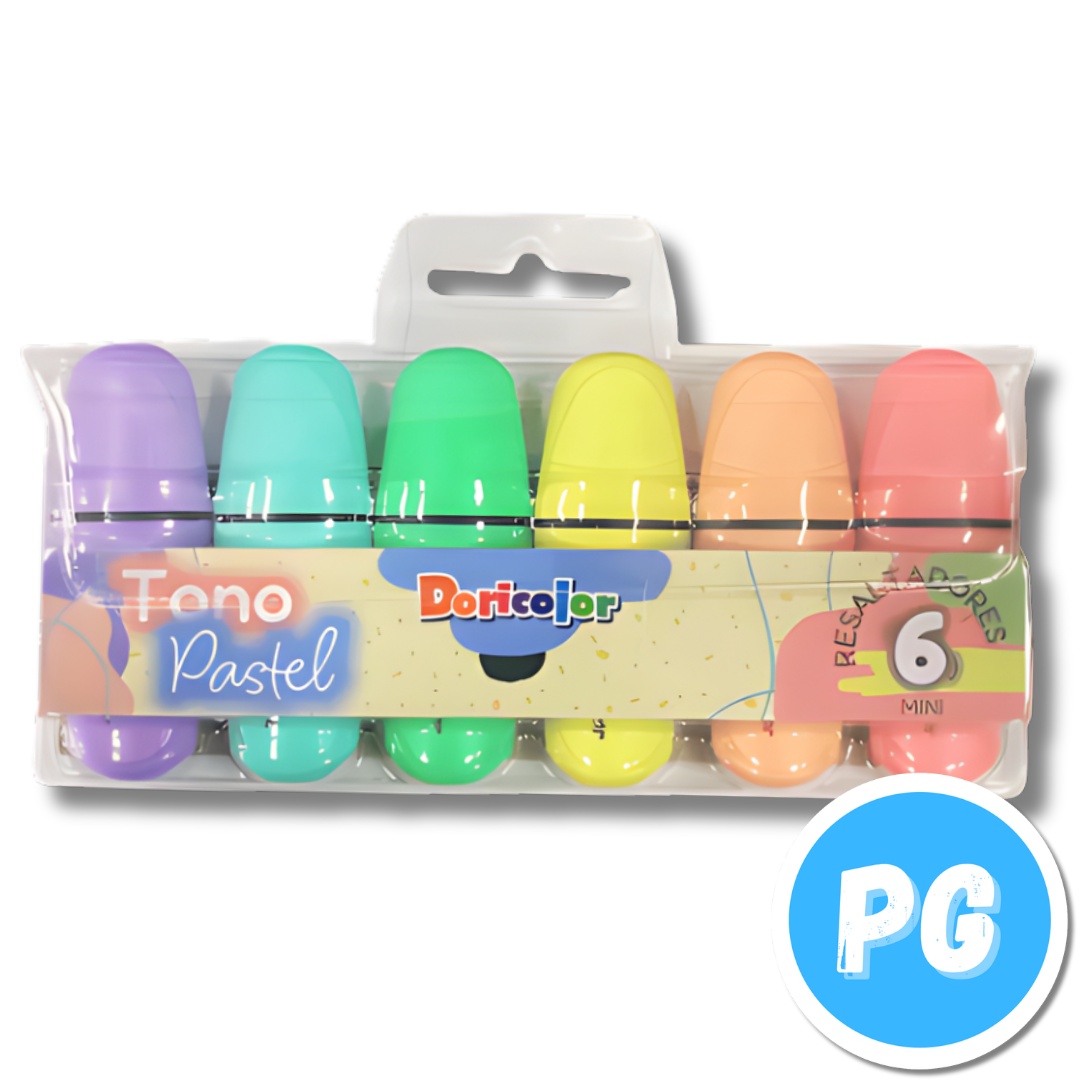 Paquete Resaltador Doricolor X6 Unds Tonos Pastel