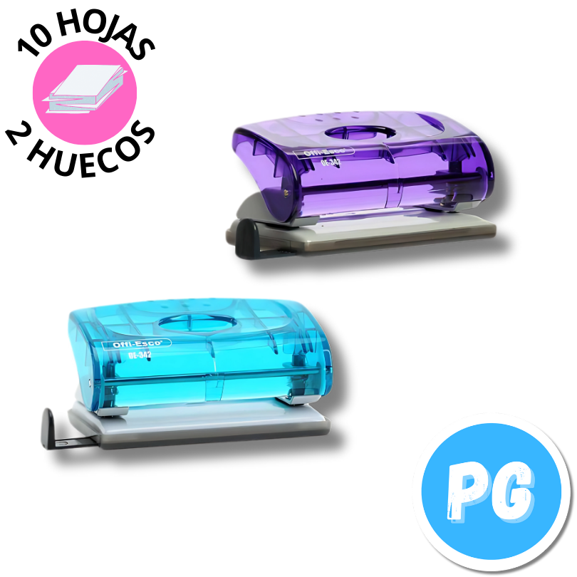 Perforadora Offiesco 342 2 Huecos Plastica Y Metalica 10 Hojas Max