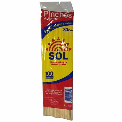 Paquete Palo Pincho Madera x100 Unds 30 Centimetros Largo