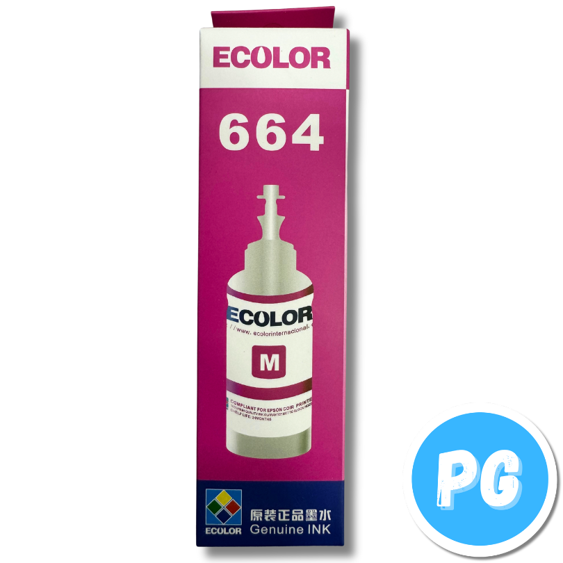 Tarro De Tinta Ecolor 664 65ml Magenta. Para Impresoras Epson De Tinta 664 L110 L120 L200 L210 L300 L350 L355 L455 L555 L1300