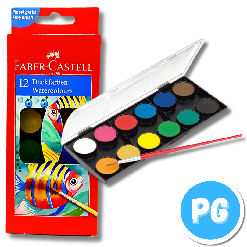 Paquete Acuarela En Pasta Faber Castell X12 Unds Surtidas