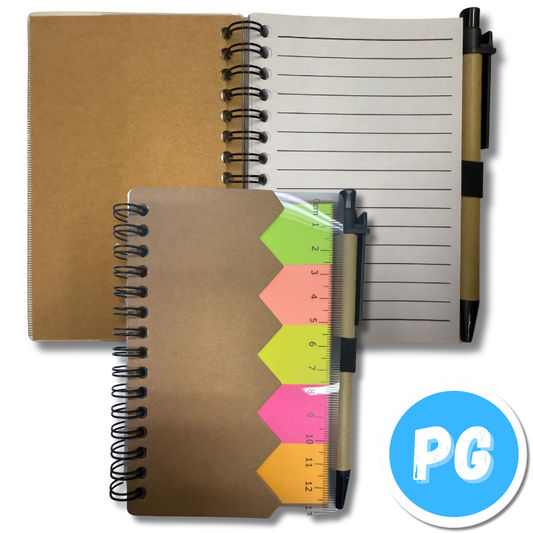 Agenda Ecologica Argollada Con Esfero Y Banderitas Mediana Rayada 15x10.5 Centimetros