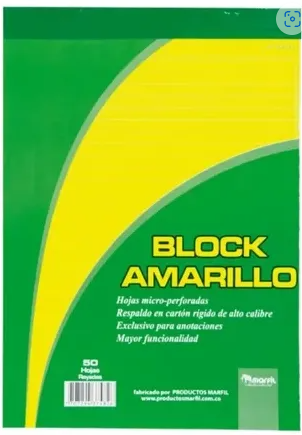 Block Media Carta Cuadros Amarillo X50 Hojas Marfil