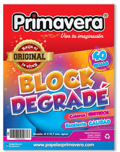 Block De Papel Degrade Primavera Carta 40 Hojas Surtido