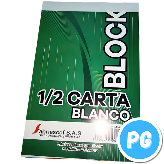 Block De Papel Bond Media Carta Cuadriculado 70 Hojas Blancas